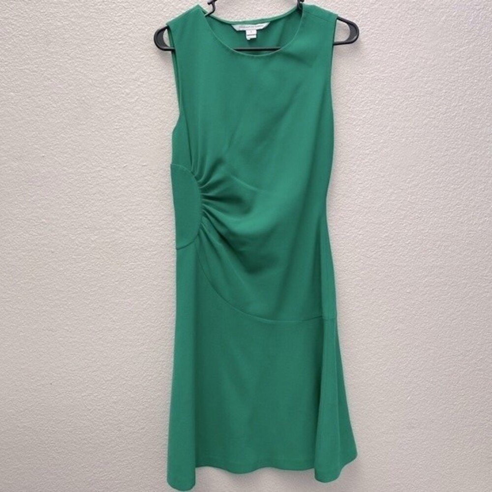 Diane von Furstenberg Dayna Emerald Green Ruched Dress Size 2 - Picture 3 of 6